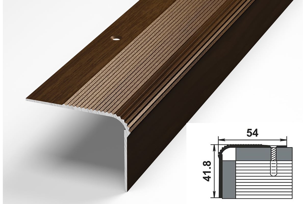Порог угловой алюминиевый декоративный (54х41,8 мм, 1,35 м, Венге) ЛУКА  УТ000005160 - выгодная цена, отзывы, характеристики, 1 видео, фото - купить  в Москве и РФ