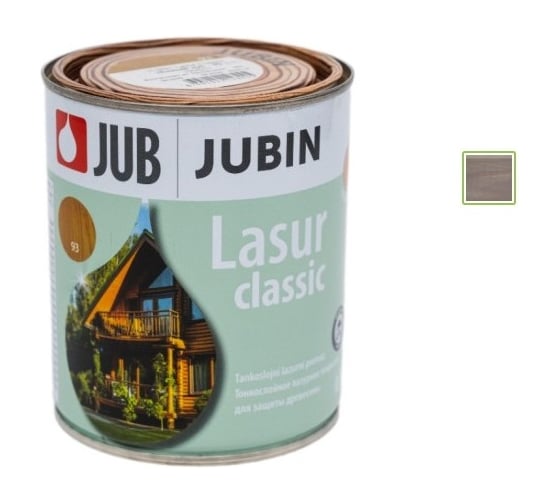 Тонкослойная декоративная лазурная пропитка для защиты древесины JUB IN LASUR CLASSIC, 2,5л, №21 серый 134775 1