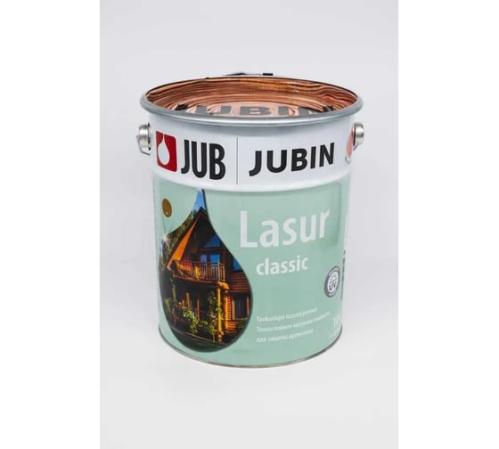 Тонкослойная декоративная лазурная пропитка для защиты древесины JUB IN LASUR CLASSIC, 10л, №24 палисандр 134790 1
