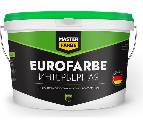 Водно-дисперсионная краска MASTERFARBE Eurofarbe (влагостойкая; белая; 3 кг) 4631159427415