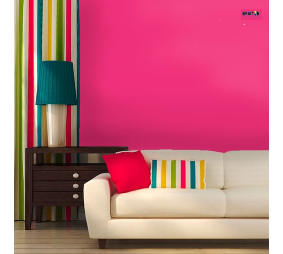 Краска интерьерная моющаяся BRAITON paint Премиум ВД 2.5 кг, цвет Телемагента RAL 4010 kraskavdpremiumbraiton40102.5