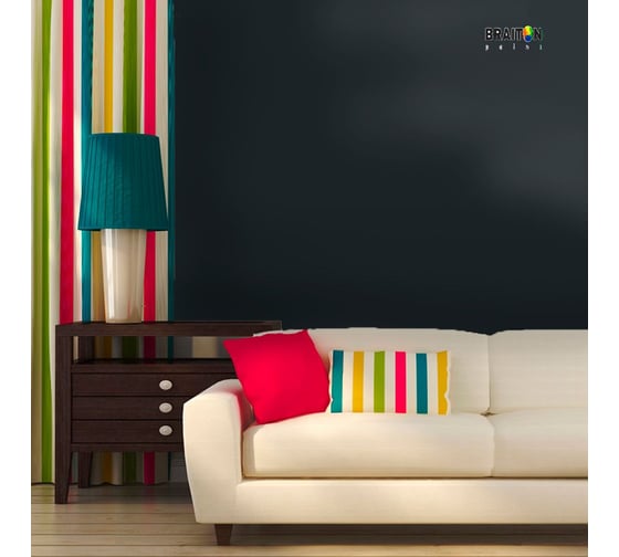 Краска интерьерная моющаяся BRAITON paint Премиум ВД 2.5 кг, цвет Чёрно-серый RAL 7021 kraskavdpremiumbraiton70212.5