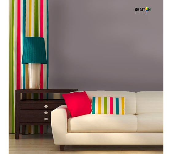 Краска интерьерная моющаяся BRAITON paint Премиум ВД 3 кг, цвет Платиново-серый RAL 7036 kraskavdpremiumbraiton70363