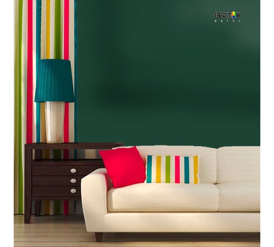Краска интерьерная моющаяся BRAITON paint Премиум ВД 4 кг, цвет Зелёный мох RAL 6005 kraskavdpremiumbraiton60054