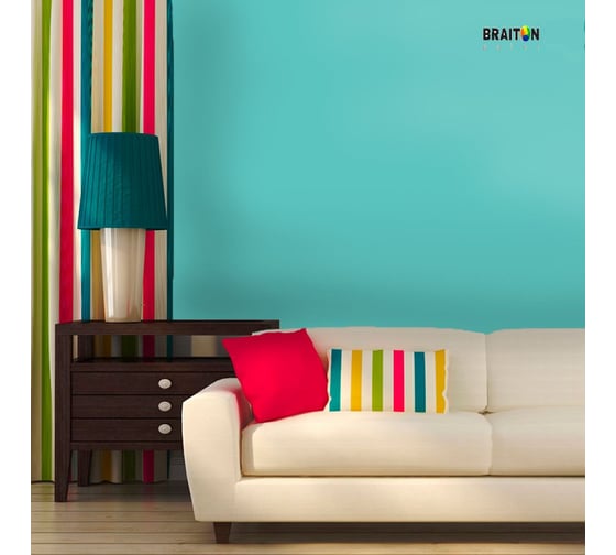 Краска интерьерная моющаяся BRAITON paint Премиум ВД 3 кг, цвет Светло-зелёный RAL 6027 kraskavdpremiumbraiton60273