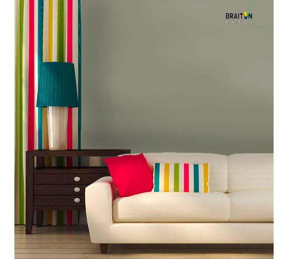 Краска интерьерная моющаяся BRAITON paint Премиум ВД 3 кг, цвет Каменно-серый RAL 7030 kraskavdpremiumbraiton70303