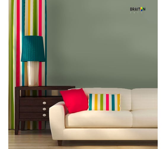 Краска интерьерная моющаяся BRAITON paint Премиум ВД 3 кг, цвет Цементно-серый RAL 7033 kraskavdpremiumbraiton70333