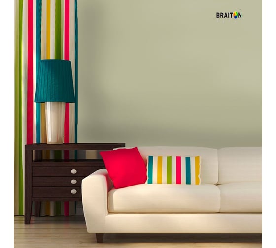 Краска интерьерная моющаяся BRAITON paint Премиум ВД 3 кг, цвет Галечный серый RAL 7032 kraskavdpremiumbraiton70323