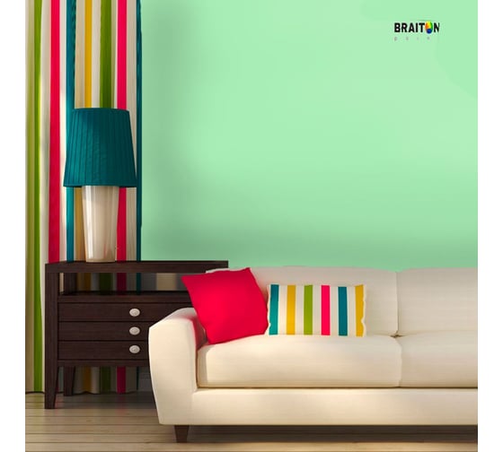 Краска интерьерная моющаяся BRAITON paint Премиум ВД 3 кг, цвет Бело-зелёный RAL 6019 kraskavdpremiumbraiton60193
