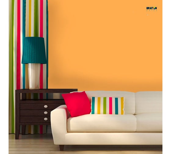 Краска интерьерная моющаяся BRAITON paint Премиум ВД 3 кг, цвет Пастельно желтый RAL 1034 kraskavdpremiumbraiton10343