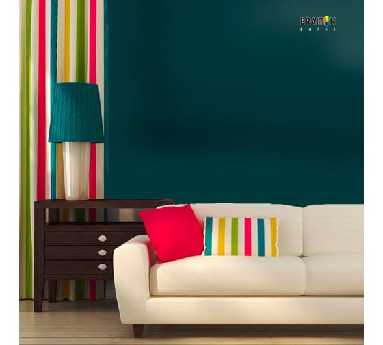 Краска интерьерная моющаяся BRAITON paint Премиум ВД 4 кг, цвет Сине-зелёный RAL 6004 kraskavdpremiumbraiton60044