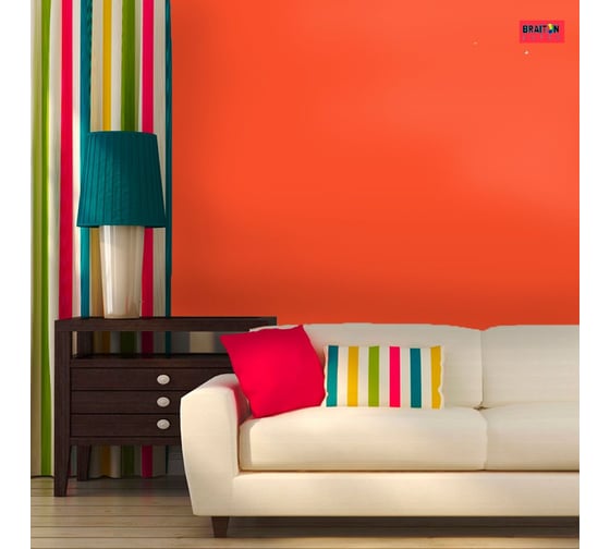 Краска интерьерная моющаяся BRAITON paint Премиум ВД 4 кг, цвет Лососёво-красный RAL 3022 kraskavdpremiumbraiton30224