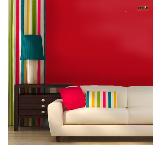 Краска интерьерная моющаяся BRAITON paint Премиум ВД 4 кг, цвет Рубиново-красный RAL 3003 kraskavdpremiumbraiton30034