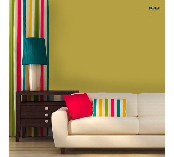 Краска интерьерная моющаяся BRAITON paint Премиум ВД 4 кг, цвет Охра желтая RAL 1024 kraskavdpremiumbraiton10244