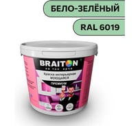 Краска ВД интерьерная моющаяся BRAITON paint BRAITON Премиум 5 кг, цвет Бело-зелёный, RAL 6019 kraskavdpremiumbraiton60195