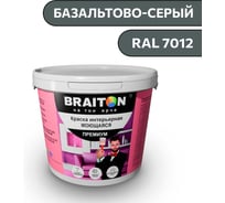 Краска ВД интерьерная моющаяся BRAITON paint BRAITON Премиум 5 кг, цвет Базальтово-серый, RAL 7012 kraskavdpremiumbraiton70125