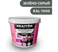 Краска ВД интерьерная моющаяся BRAITON paint BRAITON Премиум 5 кг, цвет Зелёно-серый, RAL 7009 kraskavdpremiumbraiton70095