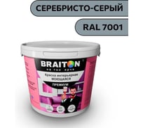 Краска ВД интерьерная моющаяся BRAITON paint BRAITON Премиум 5 кг, цвет Серебристо-серый, RAL 7001 kraskavdpremiumbraiton70015