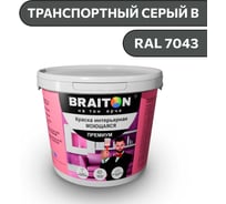 Краска ВД интерьерная моющаяся BRAITON paint BRAITON Премиум 5 кг, цвет Транспортный серый B, RAL 7043 kraskavdpremiumbraiton70435
