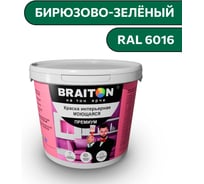 Краска ВД интерьерная моющаяся BRAITON paint BRAITON Премиум 6 кг, цвет Бирюзово-зелёный, RAL 6016 kraskavdpremiumbraiton60166