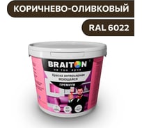 Краска ВД интерьерная моющаяся BRAITON paint BRAITON Премиум 6 кг, цвет Коричнево-оливковый, RAL 6022 kraskavdpremiumbraiton60226