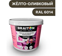 Краска ВД интерьерная моющаяся BRAITON paint BRAITON Премиум 6 кг, цвет Жёлто-оливковый, RAL 6014 kraskavdpremiumbraiton60146
