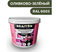 Краска ВД интерьерная моющаяся BRAITON paint BRAITON Премиум 6 кг, цвет Оливково-зелёный, RAL 6003 kraskavdpremiumbraiton60036