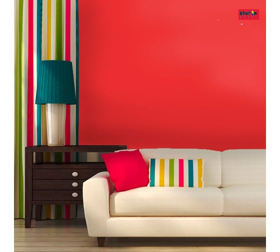 Краска ВД интерьерная моющаяся BRAITON paint BRAITON Премиум 6 кг, цвет Красный, RAL 3028 kraskavdpremiumbraiton30286