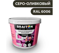 Краска ВД интерьерная моющаяся BRAITON paint BRAITON Премиум 6 кг, цвет Серо-оливковый, RAL 6006 kraskavdpremiumbraiton60066