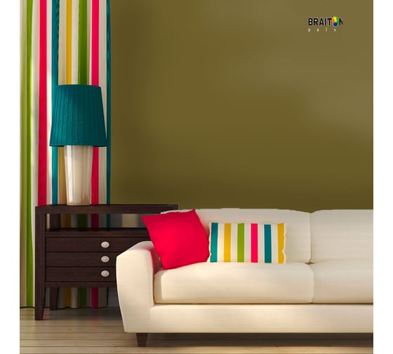 Краска ВД интерьерная моющаяся BRAITON paint BRAITON Премиум 6 кг, цвет Серое хаки, RAL 7008 kraskavdpremiumbraiton70086