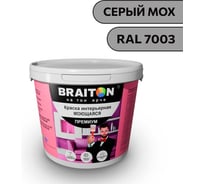 Краска ВД интерьерная моющаяся BRAITON paint BRAITON Премиум 6 кг, цвет Серый мох, RAL 7003 kraskavdpremiumbraiton70036
