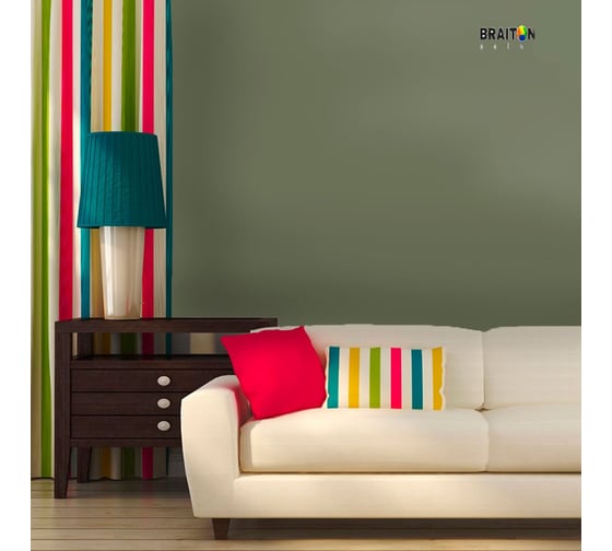 Краска ВД интерьерная моющаяся BRAITON paint BRAITON Премиум 6 кг, цвет Серый мох, RAL 7003 kraskavdpremiumbraiton70036