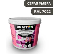 Краска ВД интерьерная моющаяся BRAITON paint BRAITON Премиум 6 кг, цвет Серая умбра, RAL 7022 kraskavdpremiumbraiton70226