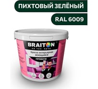 Краска ВД интерьерная моющаяся BRAITON paint BRAITON Премиум 6 кг, цвет Пихтовый зелёный, RAL 6009 kraskavdpremiumbraiton60096
