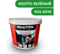 Краска ВД фасадная BRAITON paint BRAITON Премиум Сверхпрочная 1 кг, цвет Желто-зеленый, RAL 6018 kraskavdfasadpremiumbraiton60181