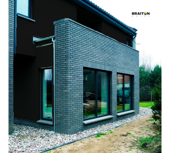 Краска ВД фасадная BRAITON paint BRAITON Премиум Сверхпрочная 12 кг, цвет Графитно-чёрный, RAL 9011 kraskavdfasadpremiumbraiton901114
