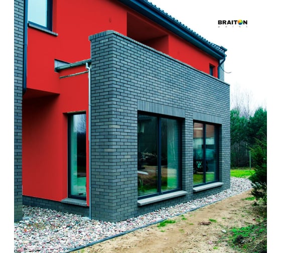 Краска ВД фасадная BRAITON paint BRAITON Премиум Сверхпрочная 12 кг, цвет Красный, RAL 3028 kraskavdfasadpremiumbraiton302812