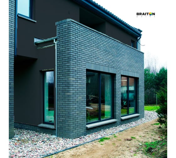 Краска ВД фасадная BRAITON paint BRAITON Премиум Сверхпрочная 12 кг, цвет Гранитовый серый, RAL 7026 kraskavdfasadpremiumbraiton702612