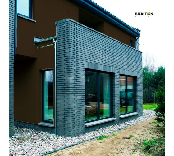 Краска ВД фасадная BRAITON paint BRAITON Премиум Сверхпрочная 12 кг, цвет Сепия коричневый, RAL 8014 kraskavdfasadpremiumbraiton801412