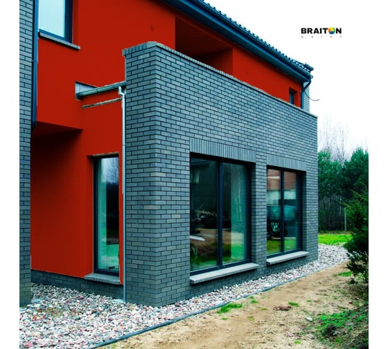 Краска ВД фасадная BRAITON paint BRAITON Премиум Сверхпрочная 12 кг, цвет Томатно-красный, RAL 3013 kraskavdfasadpremiumbraiton301312