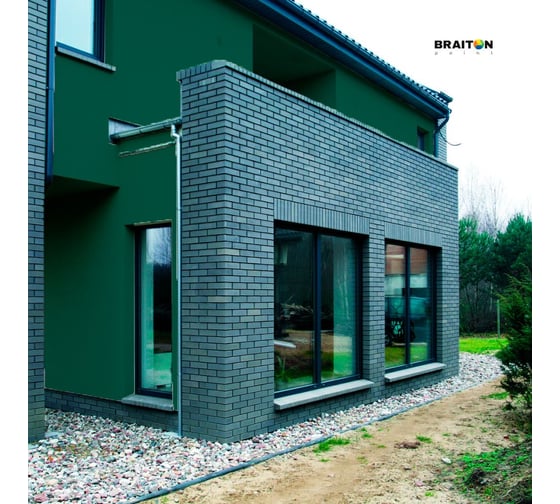 Фасадная краска BRAITON paint Премиум ВД, сверхпрочная, 2.5 кг, цвет Сосновый зелёный, RAL 6028 kraskavdfasadpremiumbraiton60282.5
