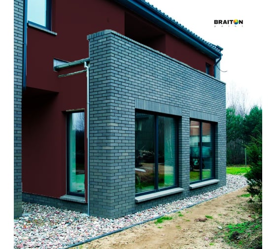 Фасадная краска BRAITON paint Премиум ВД, сверхпрочная, 4 кг, цвет Чёрно-красный, RAL 3007 kraskavdfasadpremiumbraiton30074