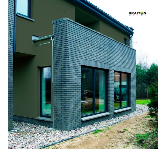 Фасадная краска BRAITON paint Премиум ВД, сверхпрочная, 7 кг, цвет Зелёно-серый, RAL 7009 kraskavdfasadpremiumbraiton70097
