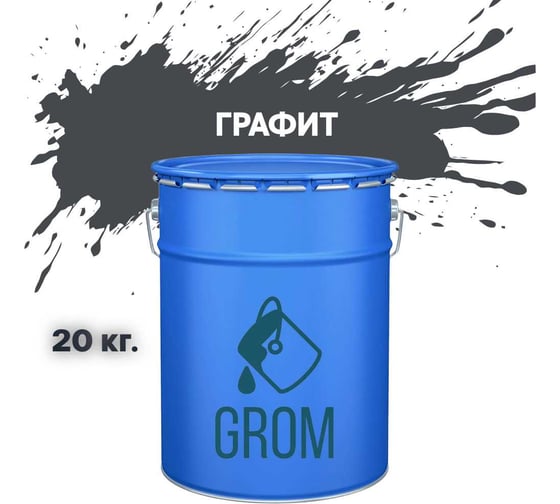 Грунт-эмаль по металлу и ржавчине 3 в 1 GROM матовая, графит, 20кг 50534 1