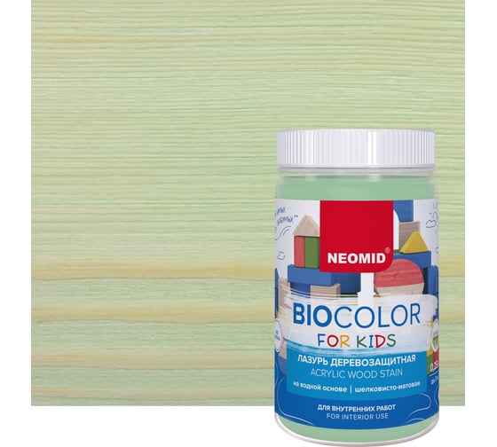 Лазурь мятная Neomid Bio Color For Kids 0,25 л Н-BCFK-0,25/мятн 1