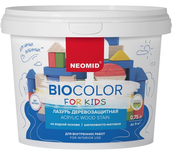 Лазурь салатовая Neomid Bio Color For Kids 0,75 л Н-BCFK-0,75/салат