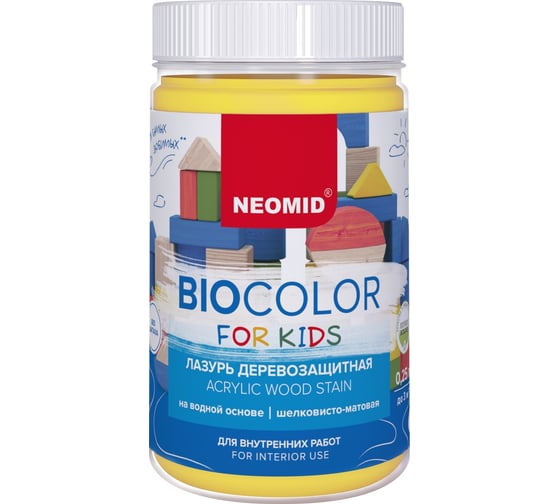 Лазурь желтая Neomid Bio Color For Kids 0,25 л Н-BCFK-0,25/желт