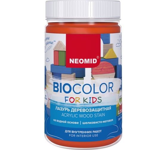 Лазурь оранжевый Neomid Bio Color For Kids 0,25 л Н-BCFK-0,25/оранж