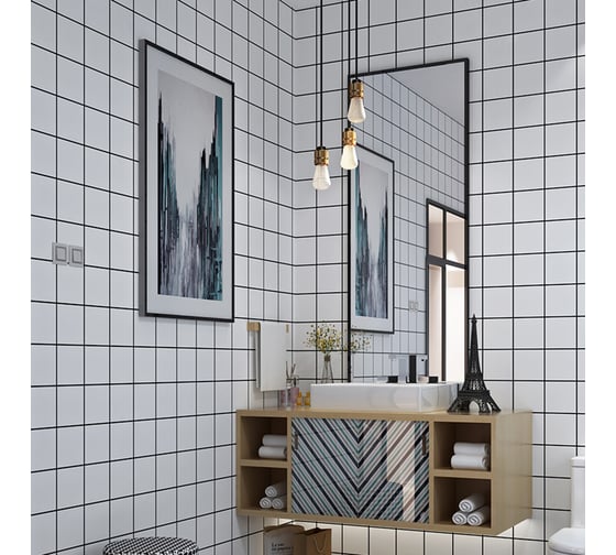 Самоклеящаяся ПВХ плитка LAKO (белая плитка; 17 шт.; 3.06 кв.м) LKD-PH005