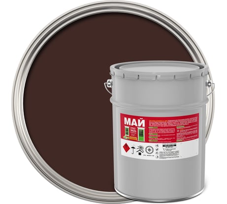 Грунт-эмаль на ржавчину МАЙ 3 в 1 коричневая, ведро 23 кг 211076